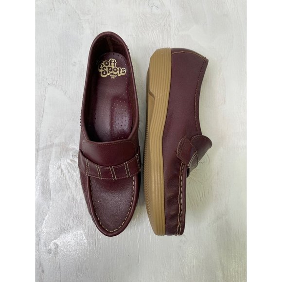 Vintage Shoes - Vintage 70s Brown Cream Puffs Wedge Shoes Size 5 Slip On Oxfords Leather